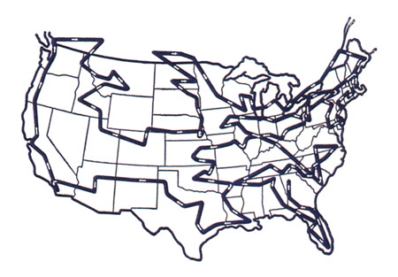 Picture of the Route Map for the 1936 Million Dollar Rexall Streamlined Train